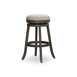 30" Bar Stool; Weathered Gray Finish; Beige Fabric Seat