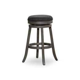 30" Bar Stool; Weathered Gray Finish; Charcoal Fabric Seat