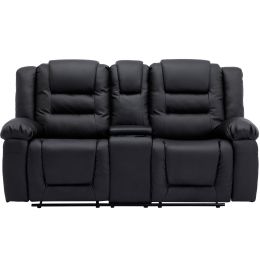 Home Theater Seating Manual Recliner; PU Leather Reclining Loveseat for Living Room