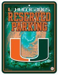 Miami Hurricanes Metal Parking Sign Special Order