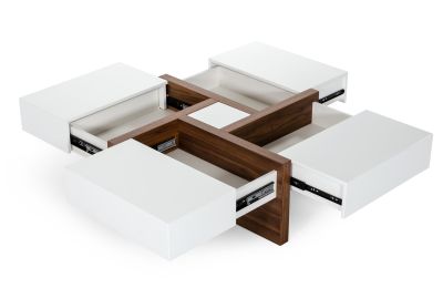 Modrest Makai White &amp; Walnut Coffee Table
