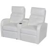 vidaXL 2-Seater Home Theater Recliner Sofa White Faux Leather