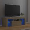 vidaXL TV Cabinet with LED Lights Sonoma Oak 47.2"x13.8"x15.7"