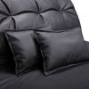 Adjustable Floor Sofa Bed with 2 Pillows, Folding Chaise Lounge Sofa Chair with 5 Reclining Position for Living Room, PU Leather, Black XH