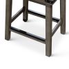 30" Bar Stool; Weathered Gray Finish; Black Leather Seat