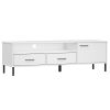 vidaXL TV Cabinet with Metal Legs White Solid Wood Pine OSLO