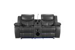 Chair: Upholstered Sofa Recliner Chair; Manual Reclining Home Theater Seating with Storage Console; Cup Holders; and USB Ports