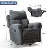 Swivel Rocker Fabric Recliner Chair - Reclining Chair Manual; Single Modern Sofa Home Theater Seating for Living Room (Smoke Grey)