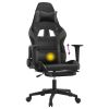 vidaXL Massage Gaming Chair with Footrest Black&Gray Faux Leather