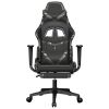 vidaXL Massage Gaming Chair with Footrest Black&Camouflage Faux Leather