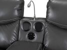 Upholstered Sofa Recliner Chair;  Reclining Home Theater Seating with Storage Console; Cup Holders; and USB Ports