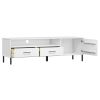 vidaXL TV Cabinet with Metal Legs White Solid Wood Pine OSLO