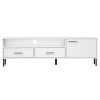 vidaXL TV Cabinet with Metal Legs White Solid Wood Pine OSLO