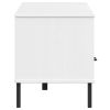 vidaXL TV Cabinet with Metal Legs White Solid Wood Pine OSLO