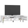 vidaXL TV Cabinet with Metal Legs White Solid Wood Pine OSLO