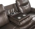 Lydia Motion Sofa; Brown Leather Aire LV00654