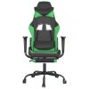 vidaXL Massage Gaming Chair with Footrest Black&Green Faux Leather