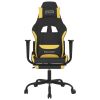 vidaXL Massage Gaming Chair with Footrest Black and Yellow Fabric