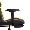 vidaXL Massage Gaming Chair with Footrest Black&Gold Faux Leather