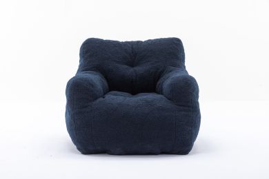 Soft Tufted foam bean bag chair with Teddy fabric (Color: Dark Blue)