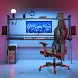 Gaming Chair with Adjustable Mesh Back (Color: Red)