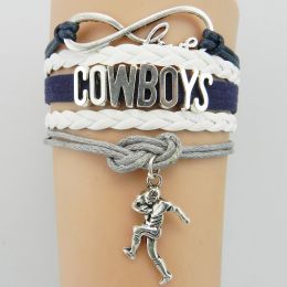 Hot Sale NFL COWBOYS Rugby Bracelet Infinity Multilayer Woven Letter Bracelet (Style: 3)