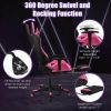 PU Leather Gaming Chair with USB Massage Lumbar Pillow and Footrest
