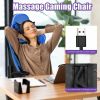 PU Leather Gaming Chair with USB Massage Lumbar Pillow and Footrest