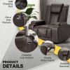 Living Room Faux Leather Heated Theater Recliner Sofa with Massage Reclining Individual Seat