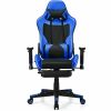 PU Leather Gaming Chair with USB Massage Lumbar Pillow and Footrest