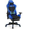 PU Leather Gaming Chair with USB Massage Lumbar Pillow and Footrest